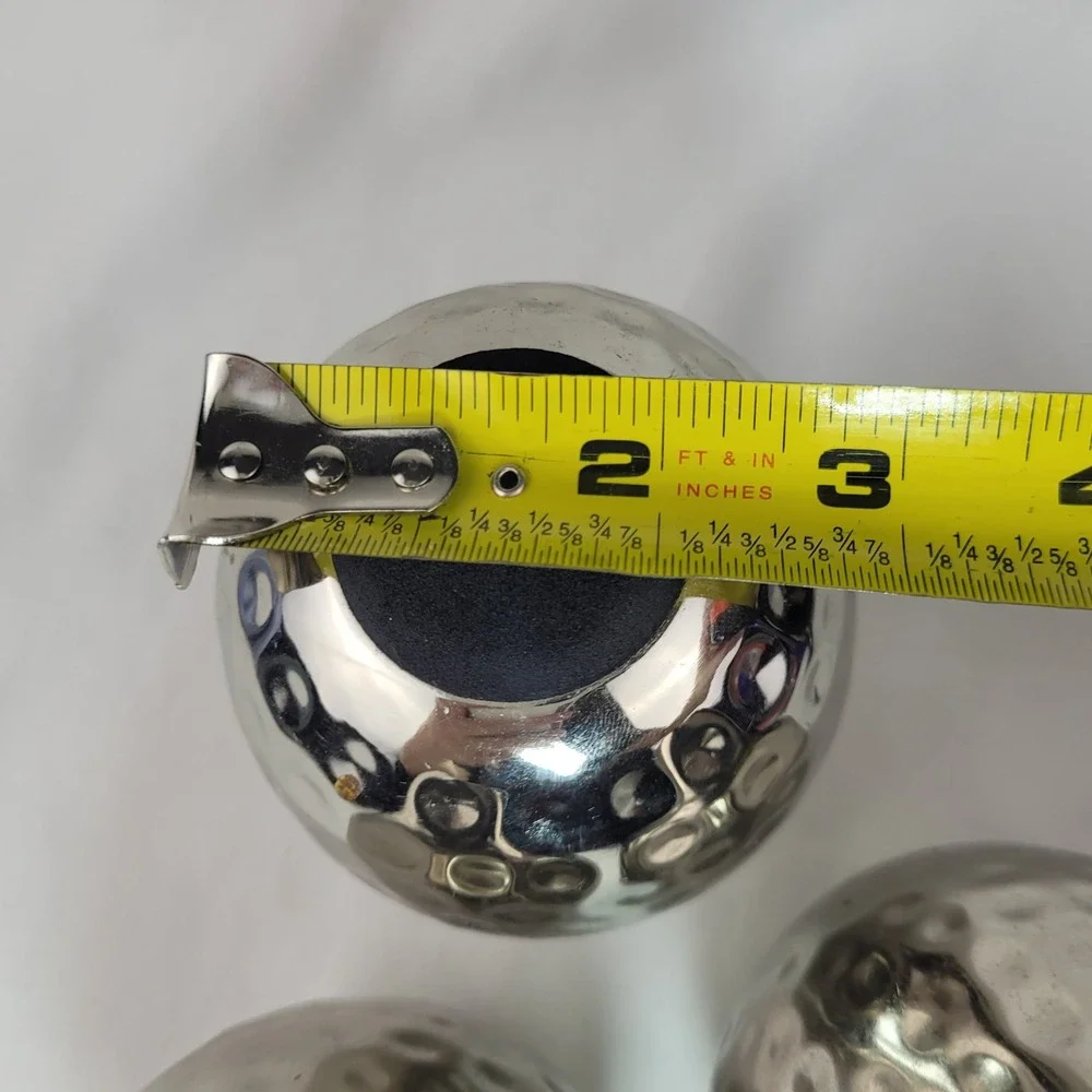 Hammered Silver Metal Bud Vases Set of 3 Small Decorative Modern Dimpled Tapered